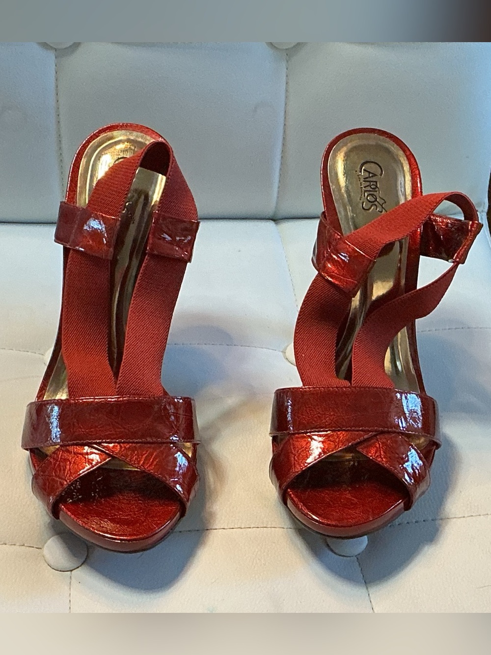 Carlos by Carlos Santana Warrant Red Patent Strappy Heels Size 10 NEW